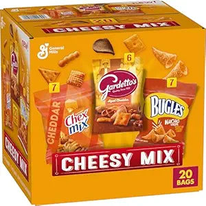 Cheesy Mix Variety Pack Snacks, Chex Mix Cheddar, Bugles Nacho Cheese, Gardetto's Aged Cheddar, 20 Ct, 28.875 oz