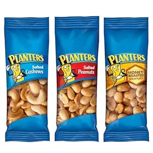 PLANTERS Variety Pack, Salted Cashews, Salted Peanuts & Honey Roasted Peanuts, On-the-Go Nut Snacks, Individually Packed Snacks, Mixed Nuts, Kosher, (36 Count)