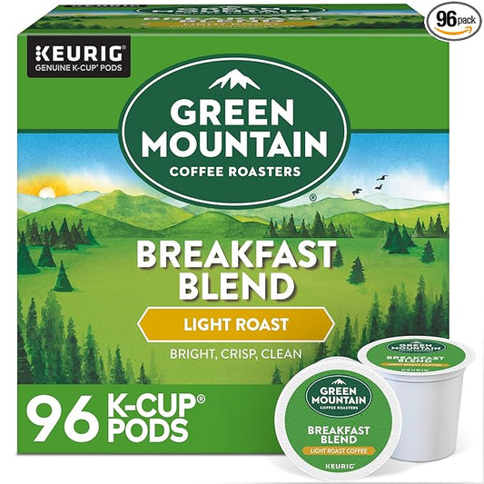 Green Mountain Coffee Roasters Breakfast Blend Single-Serve Keurig K-Cup Pods, Light Roast Coffee, 96 Count