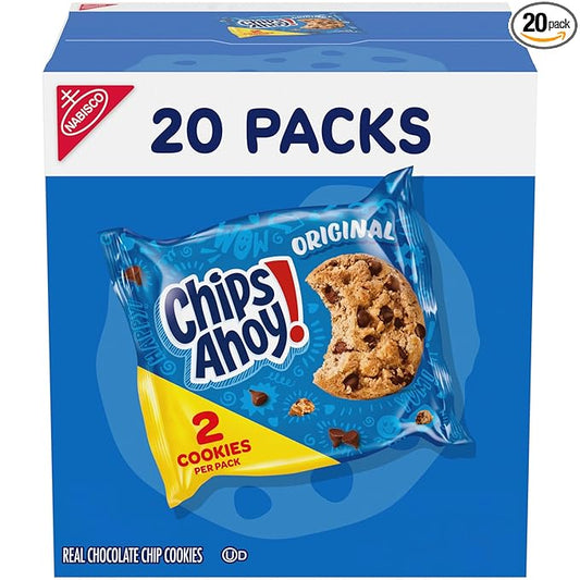 CHIPS AHOY! Original Chocolate Chip Cookies, 20 Snack Packs (2 Cookies Per Pack)