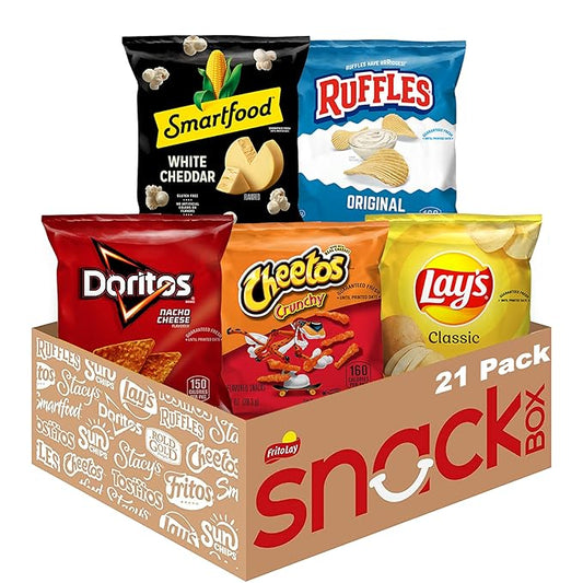 Frito-Lay Classic Mix Chips & Snacks Variety Pack, Single Serve Bags, 21 Count