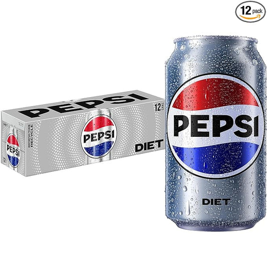 Diet Pepsi Cola Soda, 12 Fl Oz Cans (Pack of 12)