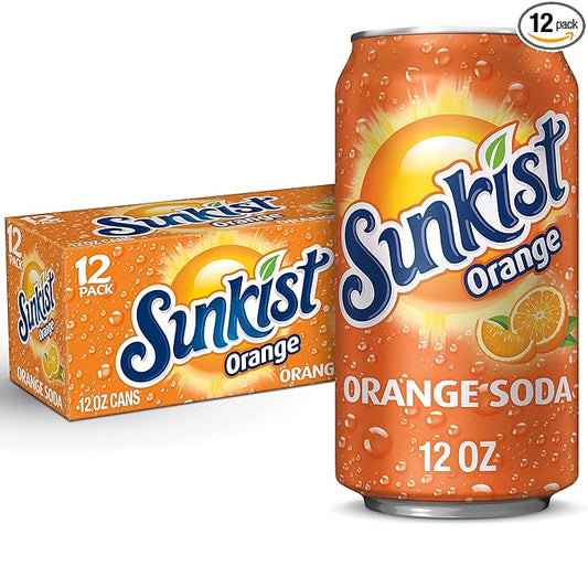 Sunkist Orange Soda, 12 fl oz cans, 12 pack